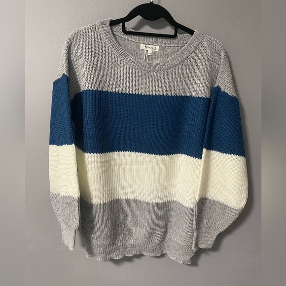 NWT Miracle Colorblock Crew Neck Balloon Sleeves Sweater. Size S/M - Picture 1 of 7